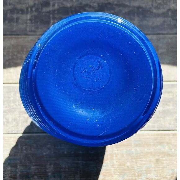 Art Deco Draped Ribbed Pleated Royal Cobalt Blue Glass Vase Vintage Iridescent - Picture 5 of 16